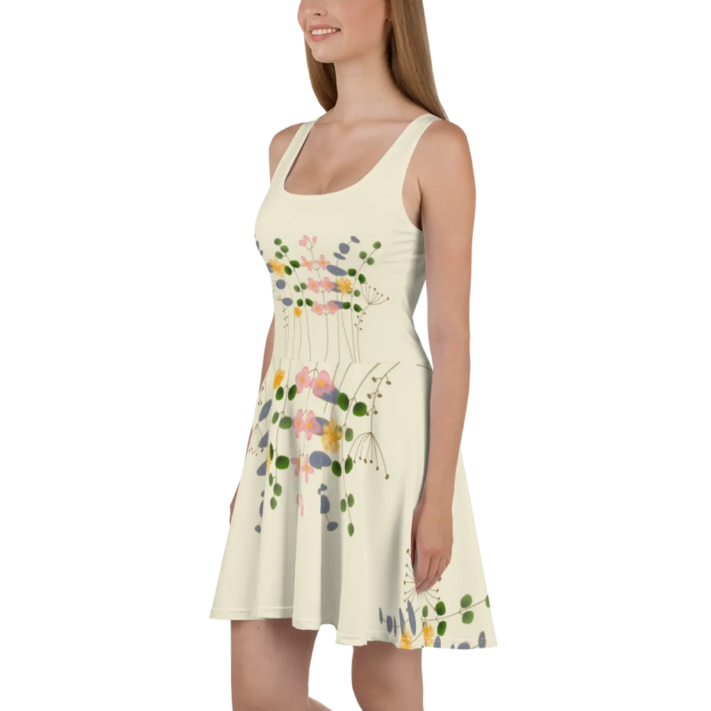 Skater Dress - Wild Flowers Flared Skirt Design - DipaliZ