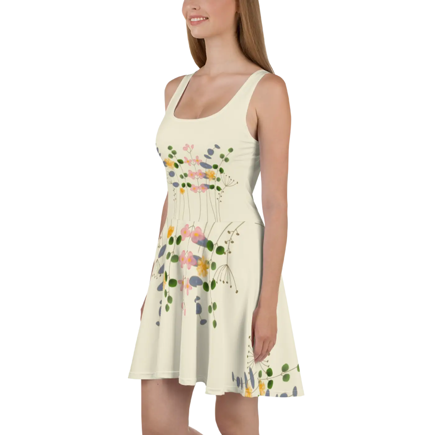 Skater Dress - Wild Flowers Flared Skirt Design - DipaliZ