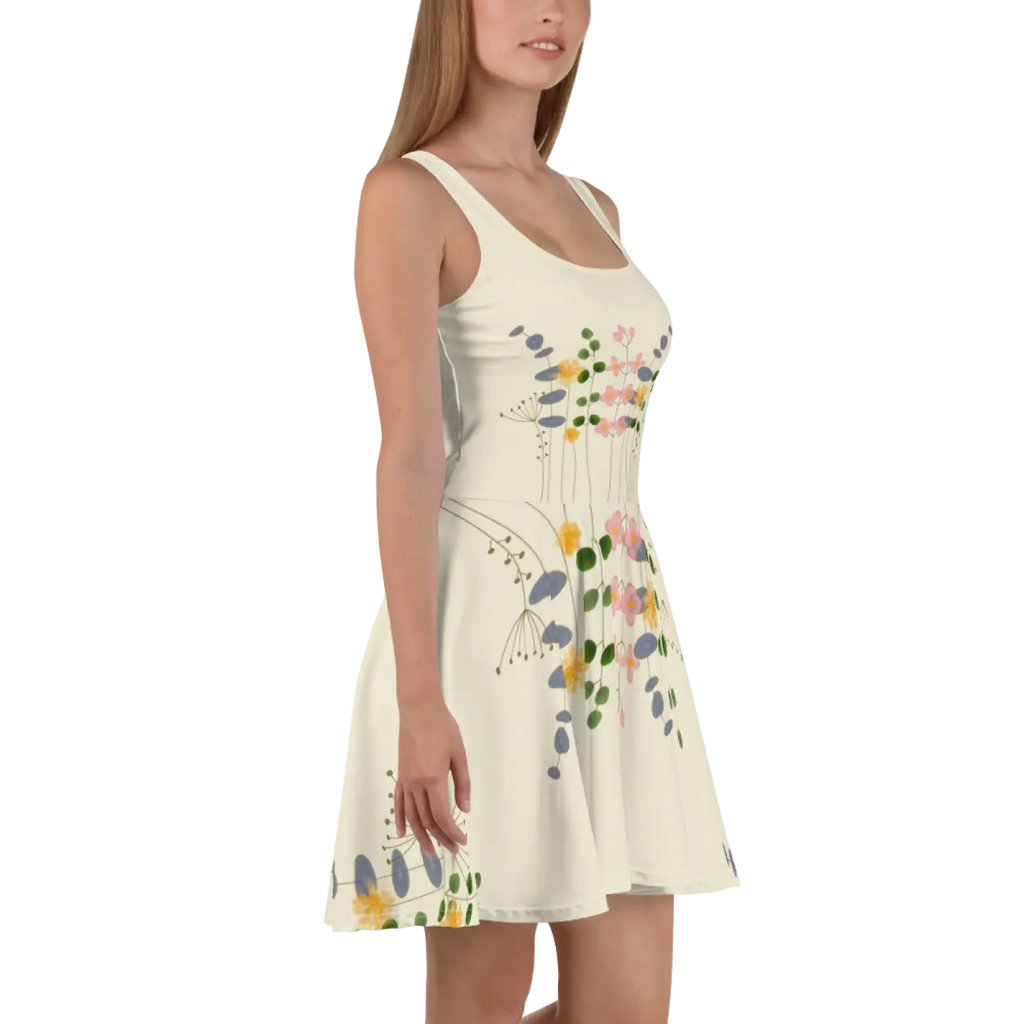 Skater Dress - Wild Flowers Flared Skirt Design - DipaliZ