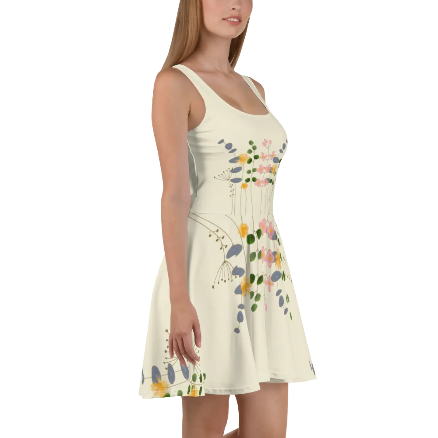 Skater Dress - Wild Flowers Flared Skirt Design - DipaliZ