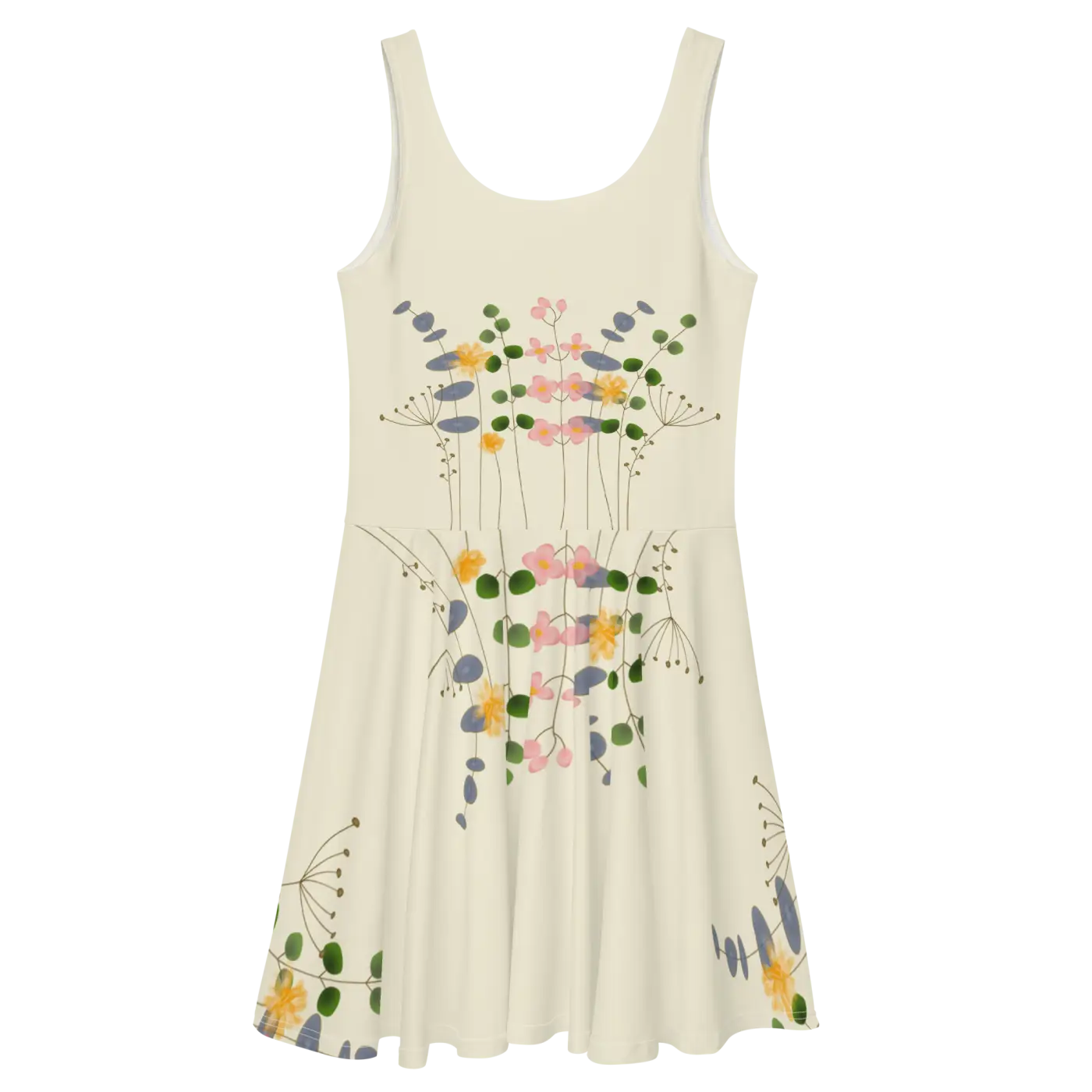 Skater Dress - Wild Flowers Flared Skirt Design - DipaliZ