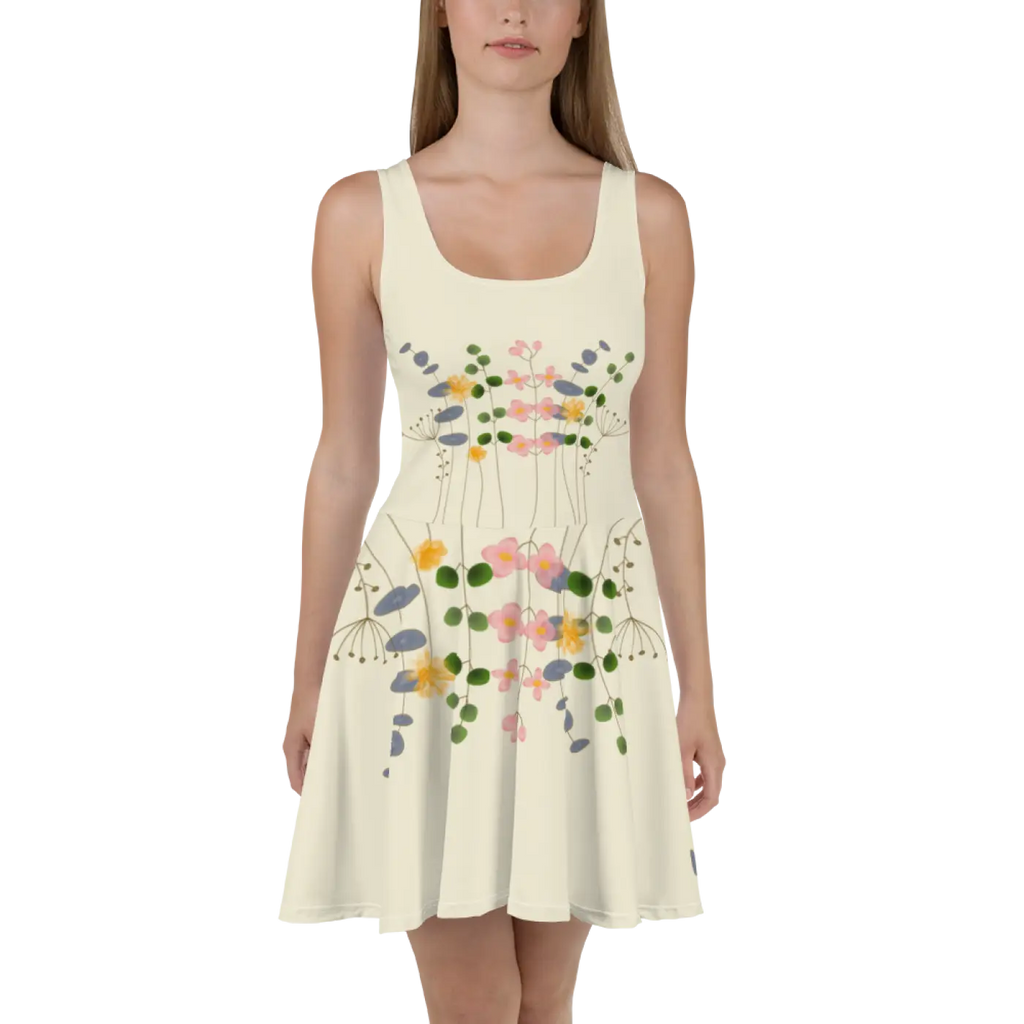 Skater Dress - Wild Flowers Flared Skirt Design - DipaliZ
