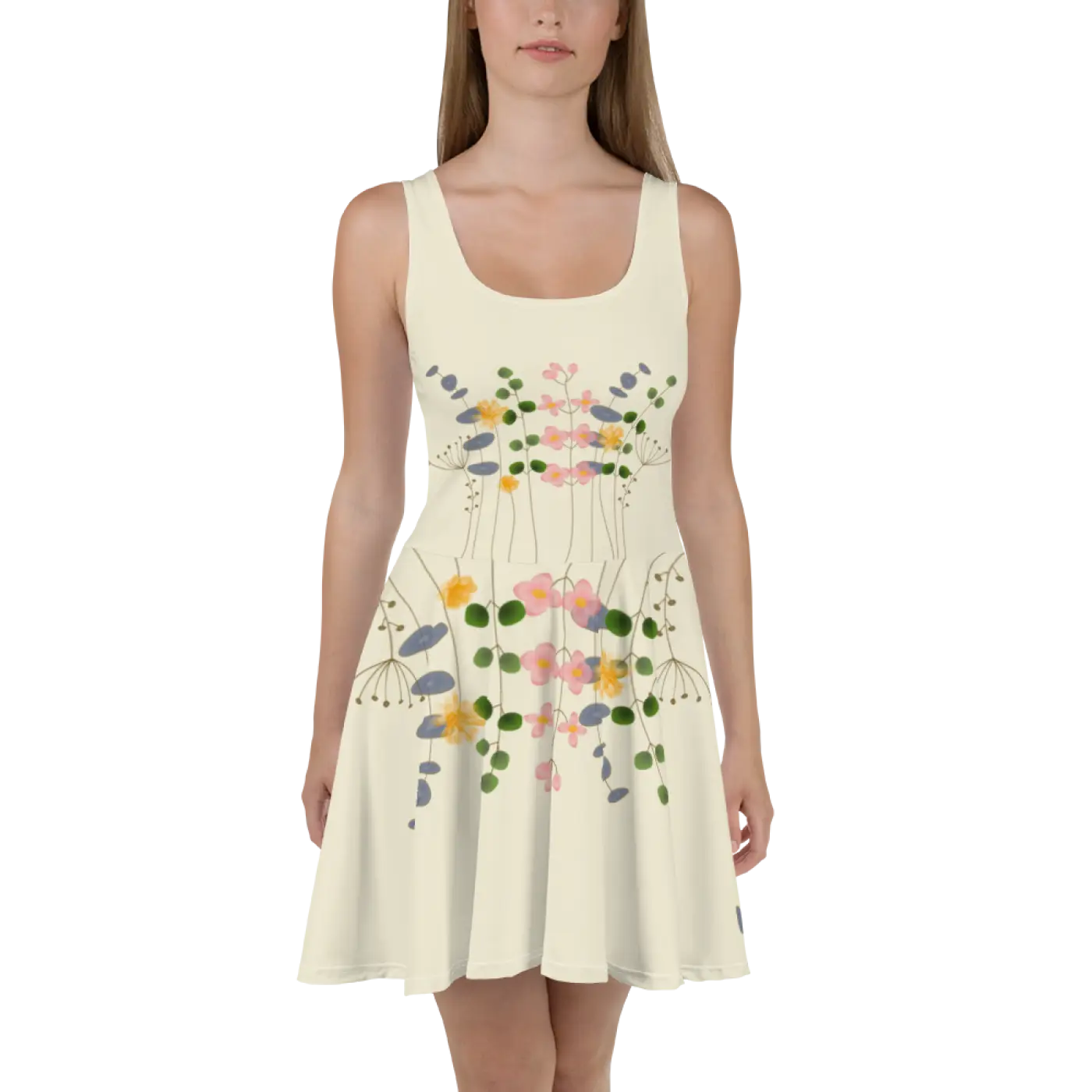 Skater Dress - Wild Flowers Flared Skirt Design - DipaliZ