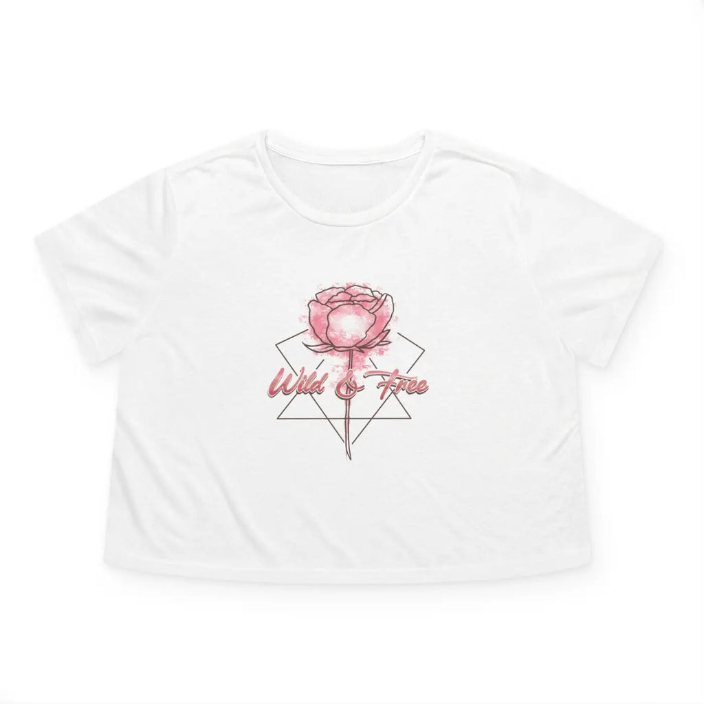 Flowy Cropped Tee - Rose Flower Design Everyday Style - DipaliZ