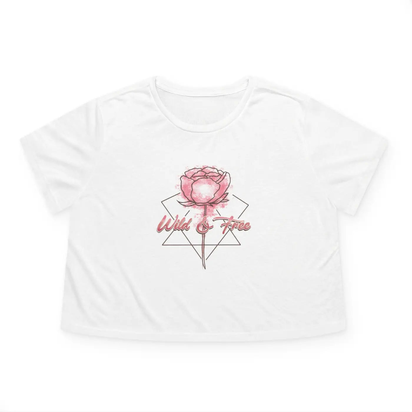 Flowy Cropped Tee - Rose Flower Design Everyday Style - DipaliZ