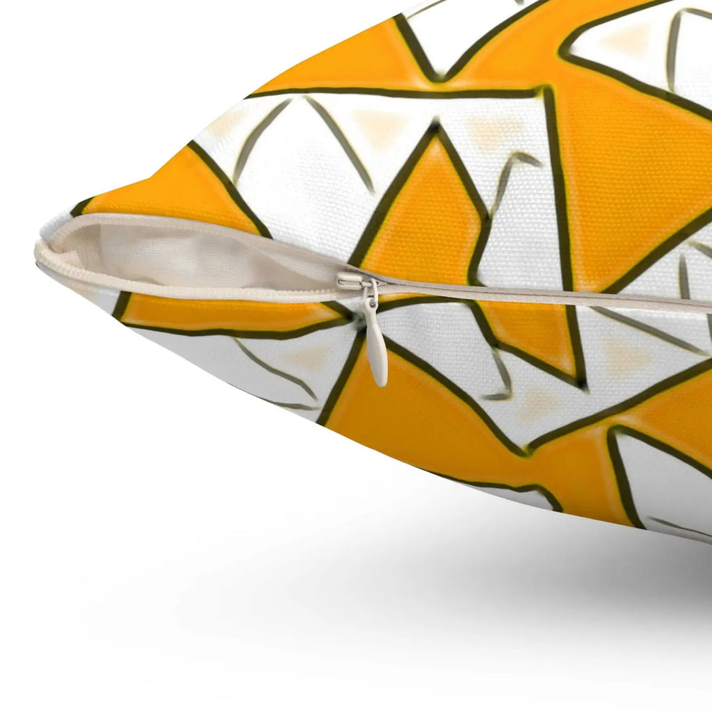 Yellow Abstract Pattern Polyester Square Pillow - Vibrant Home Decor - DipaliZ