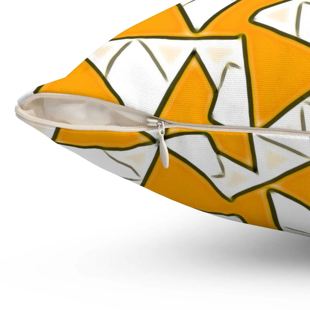 Yellow Abstract Pattern Polyester Square Pillow - Vibrant Home Decor - DipaliZ