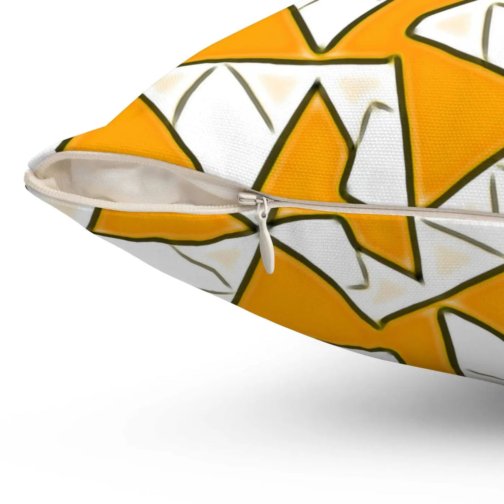Yellow Abstract Pattern Polyester Square Pillow - Vibrant Home Decor - DipaliZ