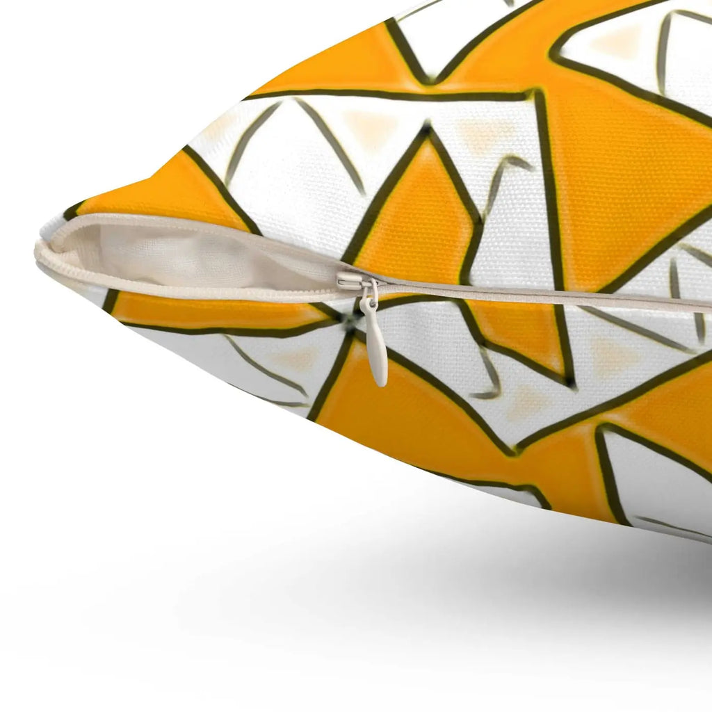 Yellow Abstract Pattern Polyester Square Pillow - Vibrant Home Decor - DipaliZ