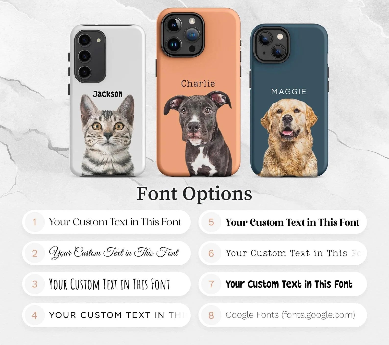 Pet Phone Case with Custom Photo Personalized Dog Cat Name Portrait Illustration Case Pet Loss Sympathy Gift
