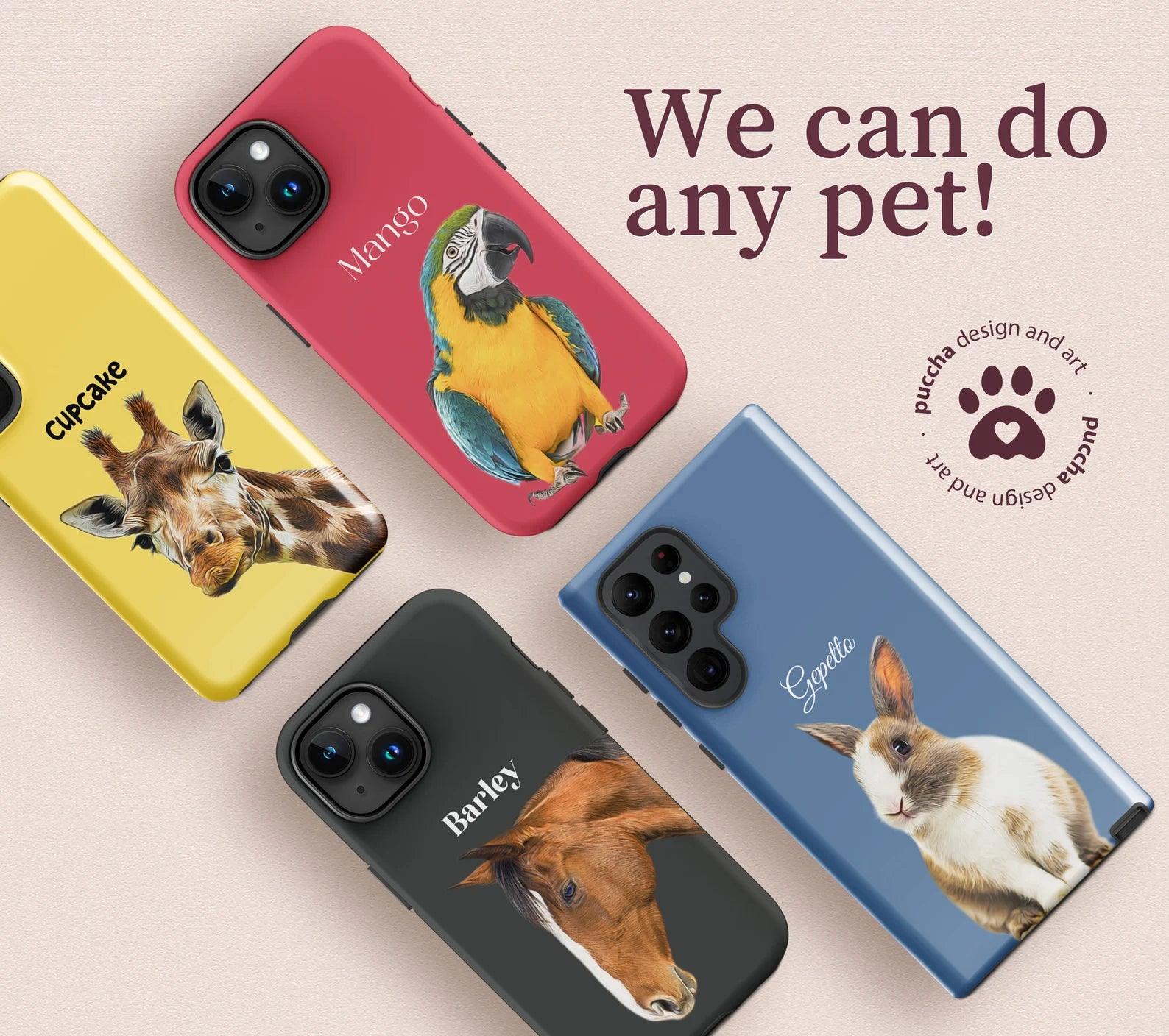 Custom Pet Portrait Phone Case with Name, Personalized Dog Photo Cat Face Case, Sympathy Gift for Pet Lovers