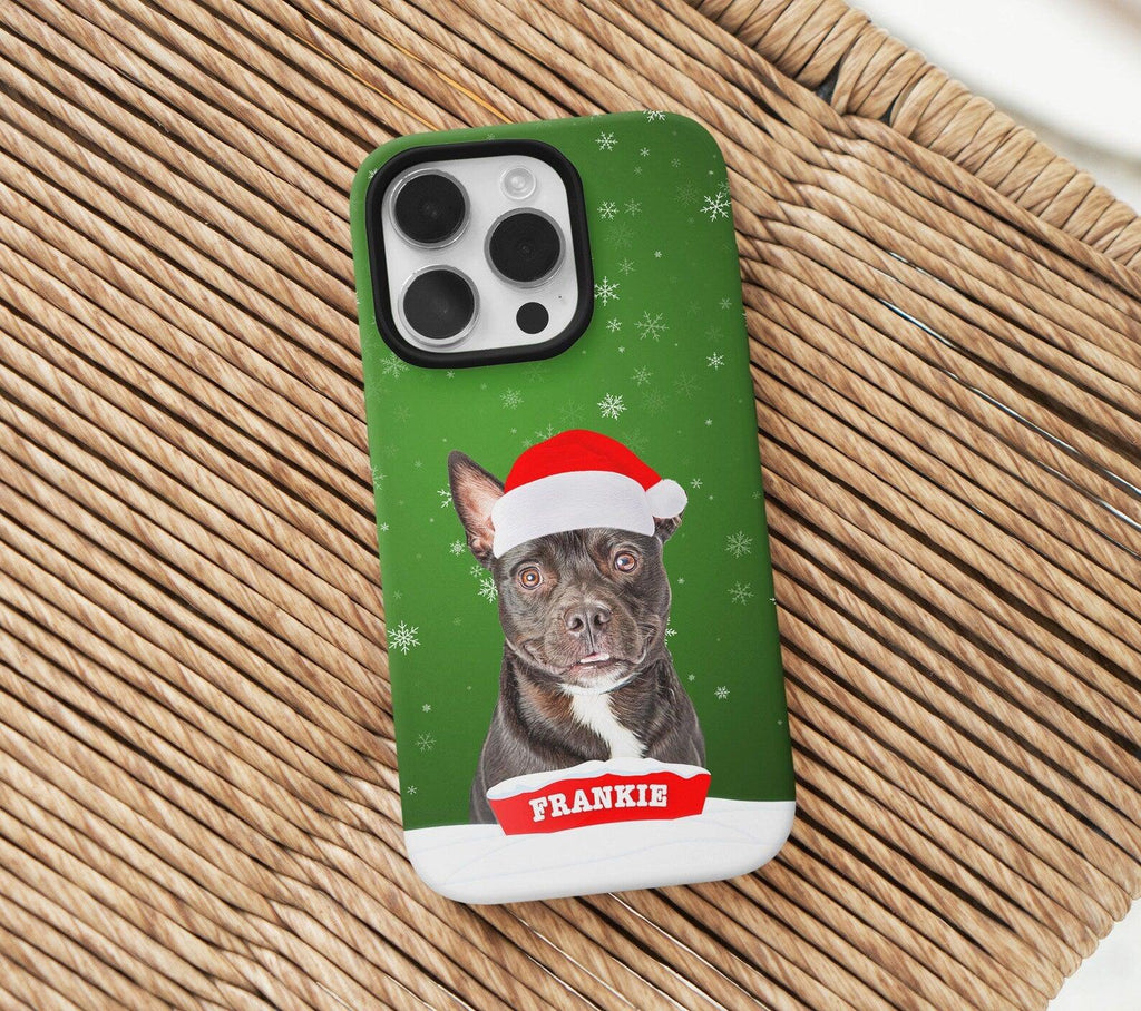 Custom Pet Christmas Phone Case with Dog Cat Photo, Personalized Gift