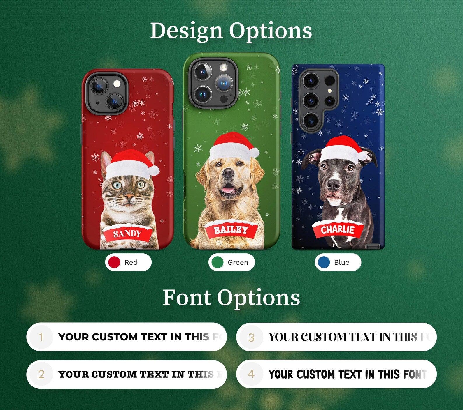 Custom Pet Christmas Phone Case with Dog Cat Photo, Personalized Gift