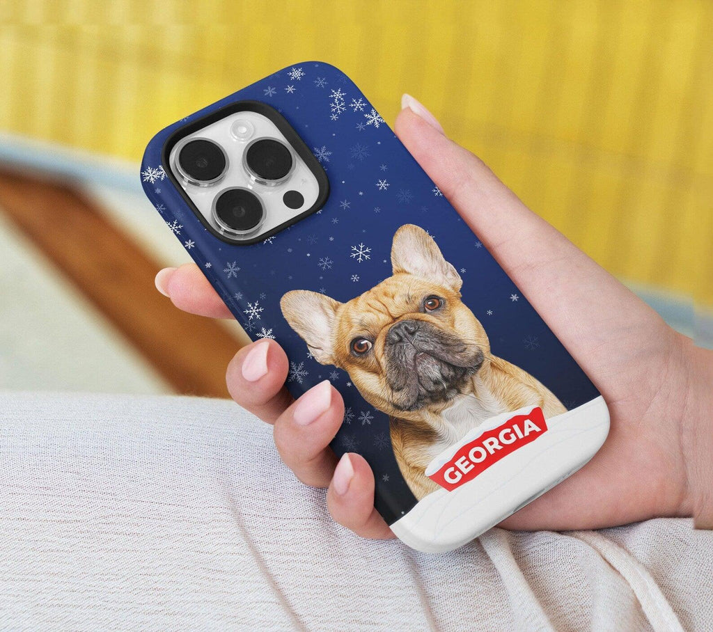 Custom Pet Christmas Phone Case with Dog Cat Photo, Personalized Gift