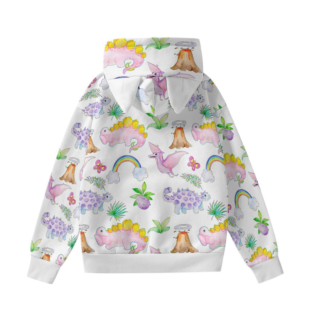 Dino & Rainbow Little Hoodie With Decorative Ears