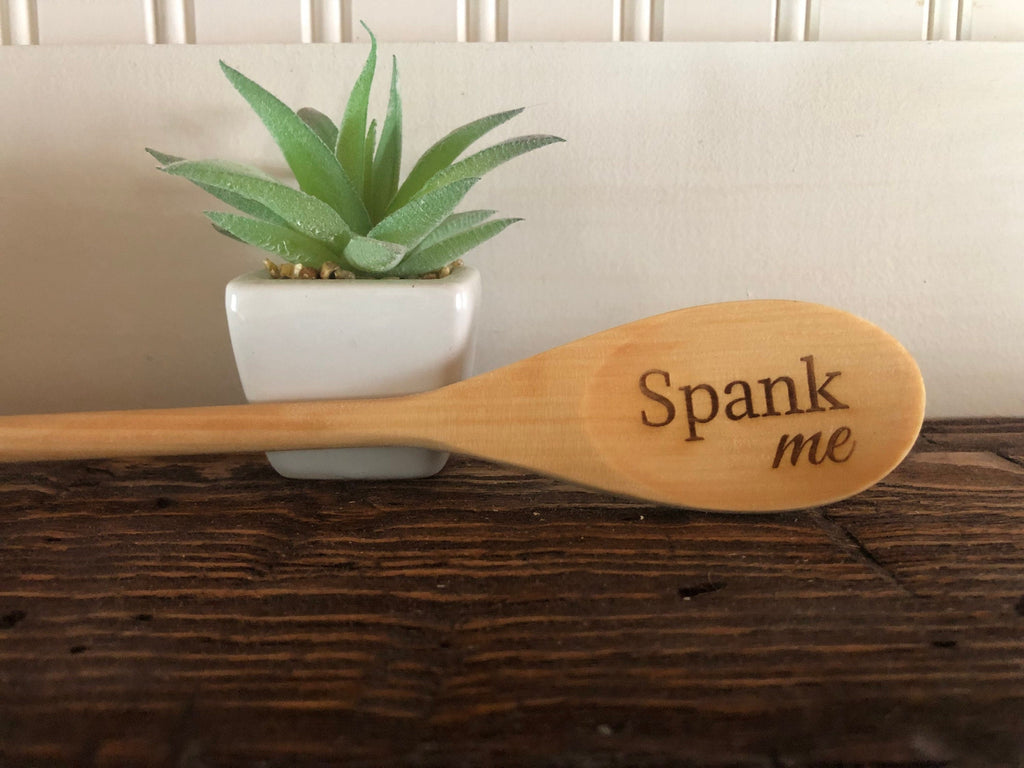 Spank Me Engraved Wood Spoon, 12 inch length