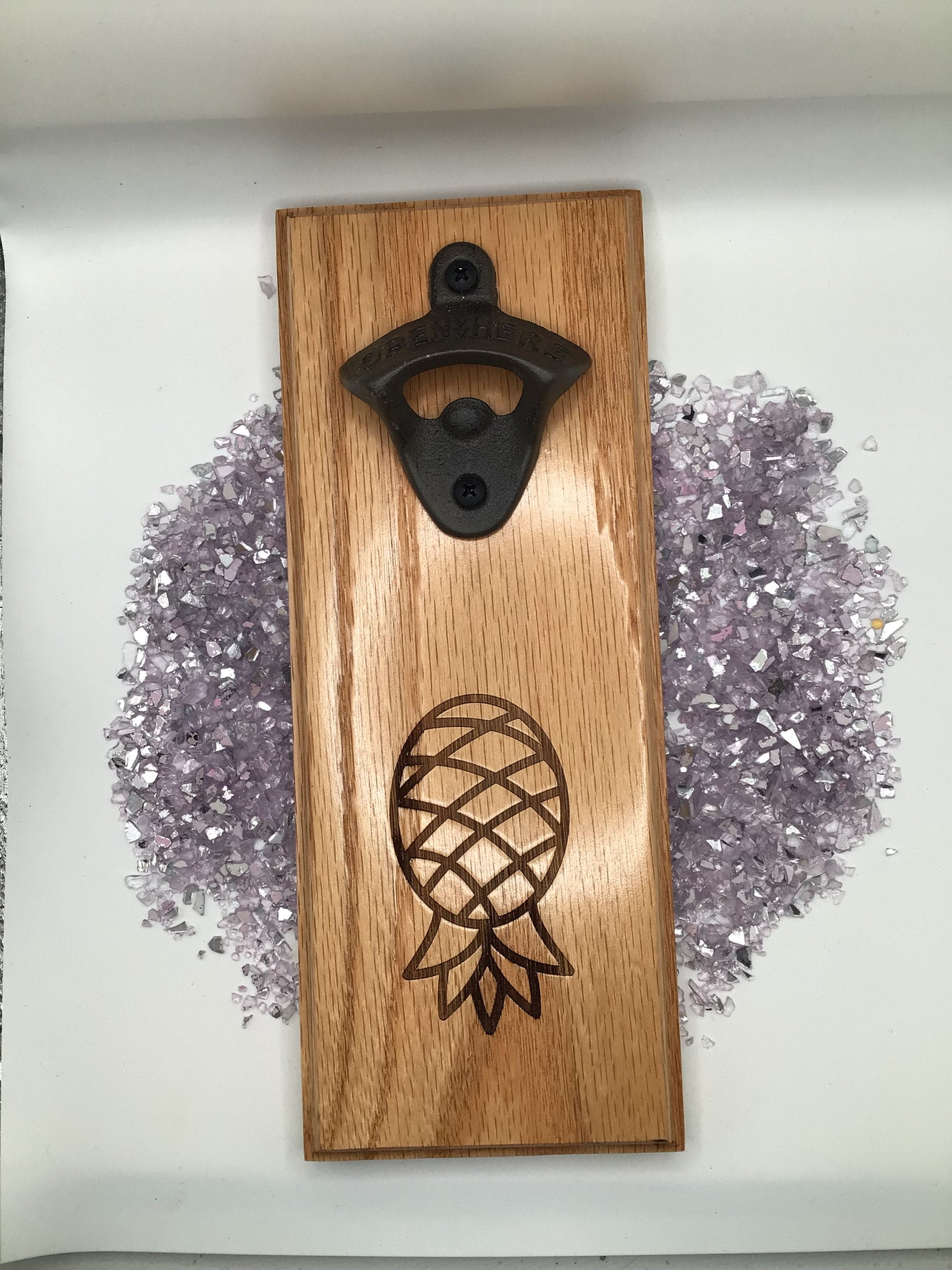 Upside Down Pineapple Wood Bottle Opener with Magnet