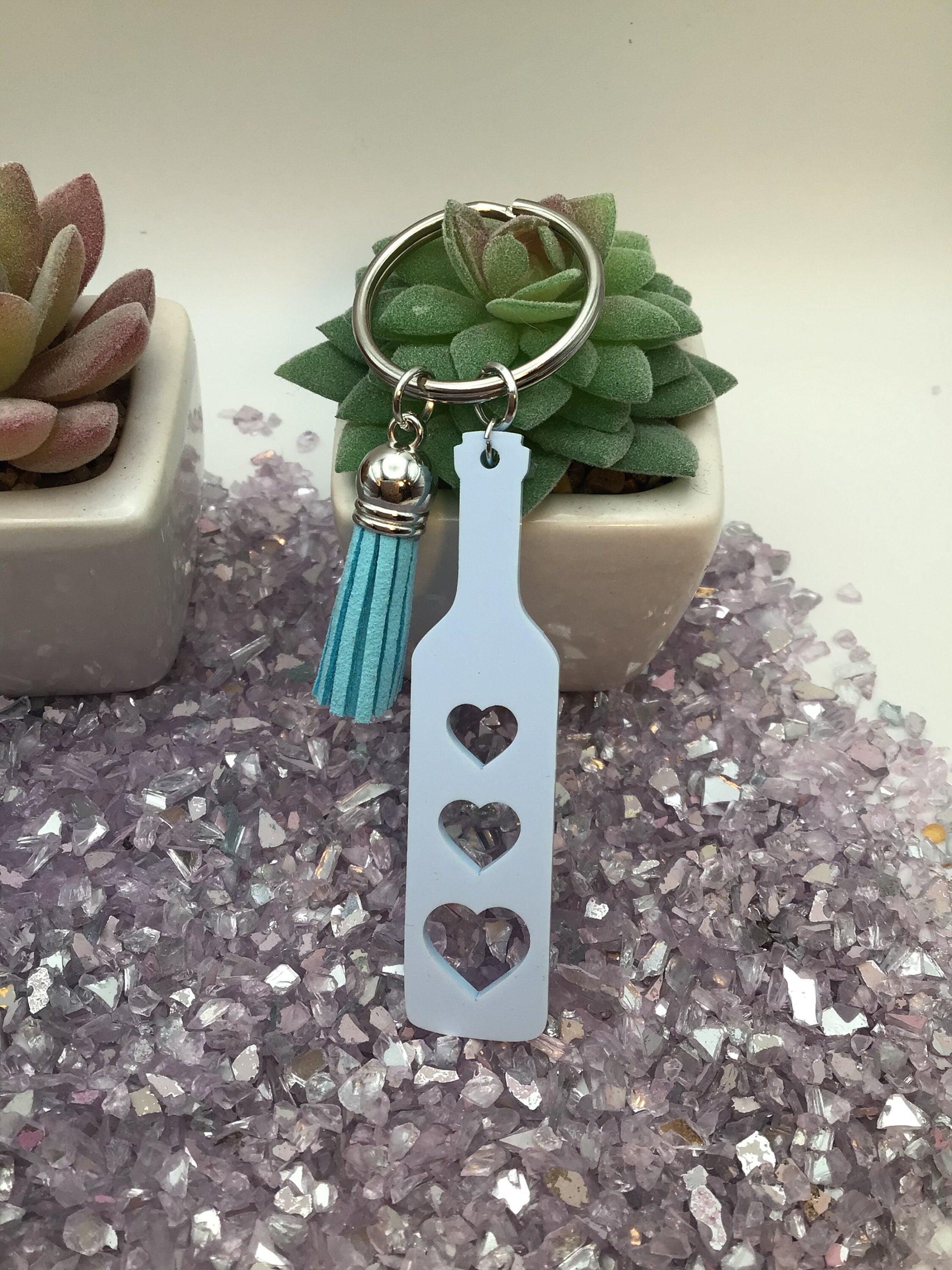 Heart Paddle Keyring, Baby Blue Acrylic