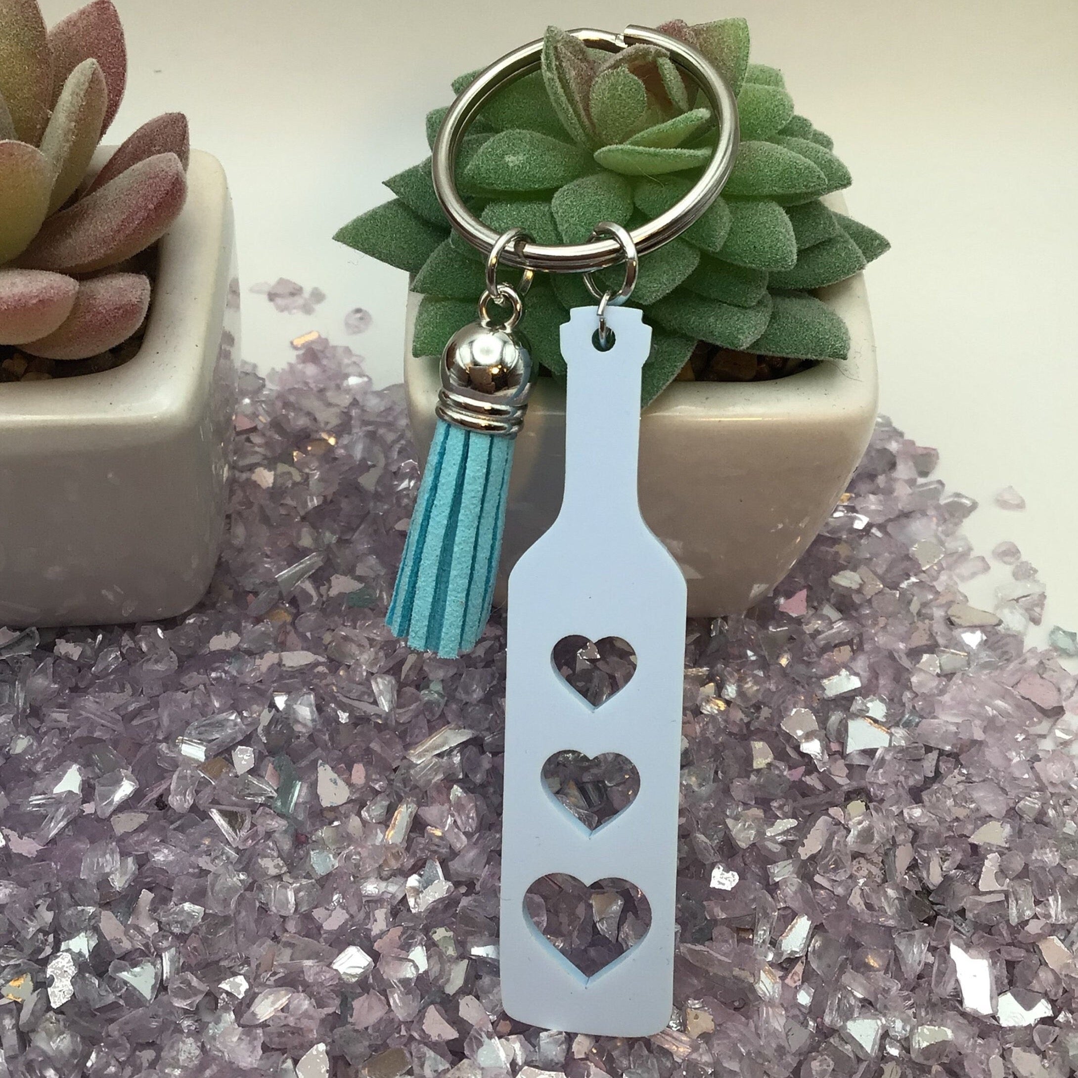 Heart Paddle Keyring, Baby Blue Acrylic