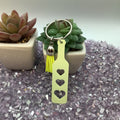 Heart Paddle Keyring, Buttercup Yellow Acrylic w/Neon Yellow Tassel