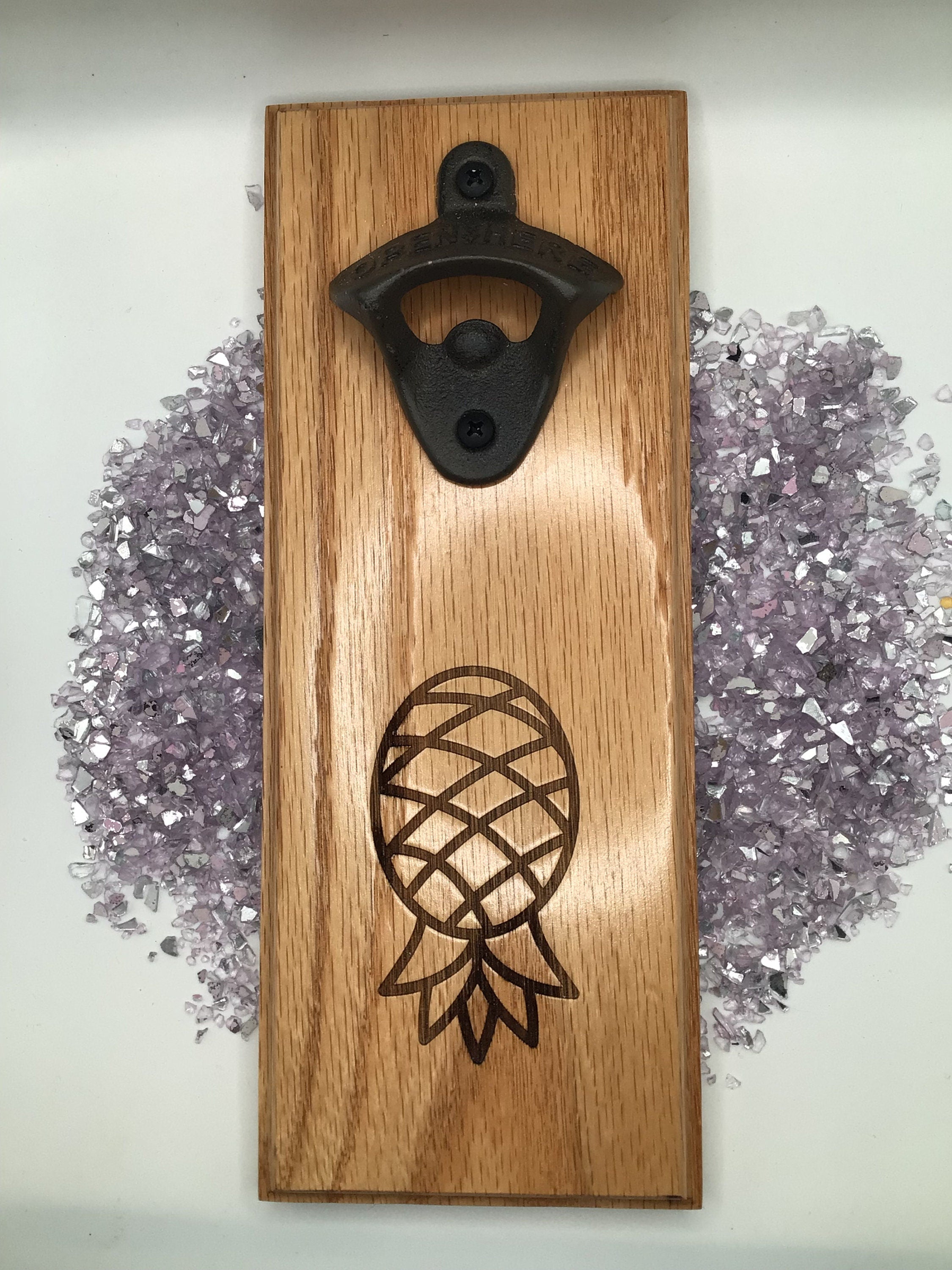 Upside Down Pineapple Wood Bottle Opener with Magnet