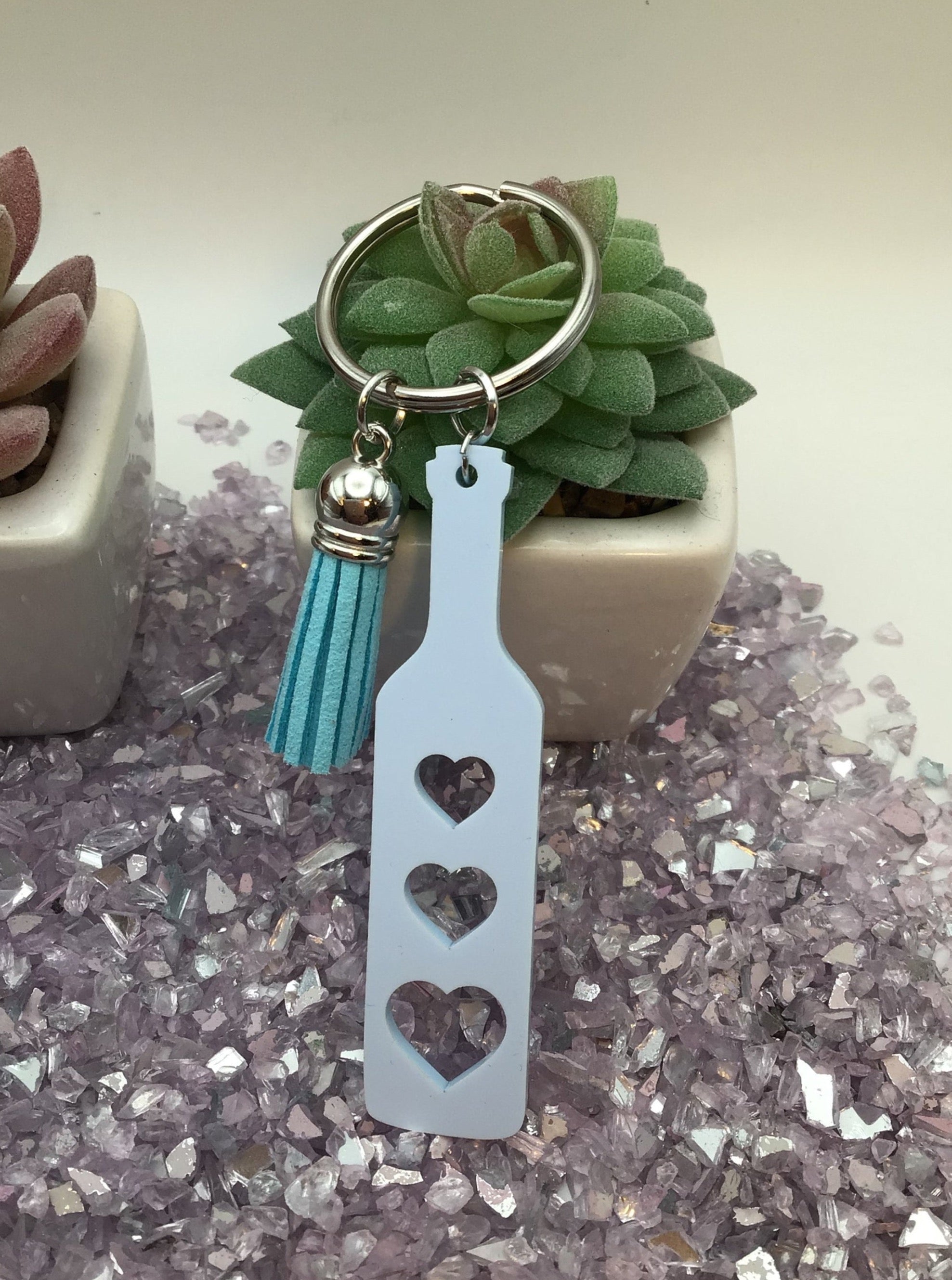 Heart Paddle Keyring, Baby Blue Acrylic