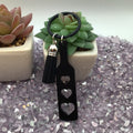 Heart Paddle Keyring, Black Acrylic w/Black Tassel