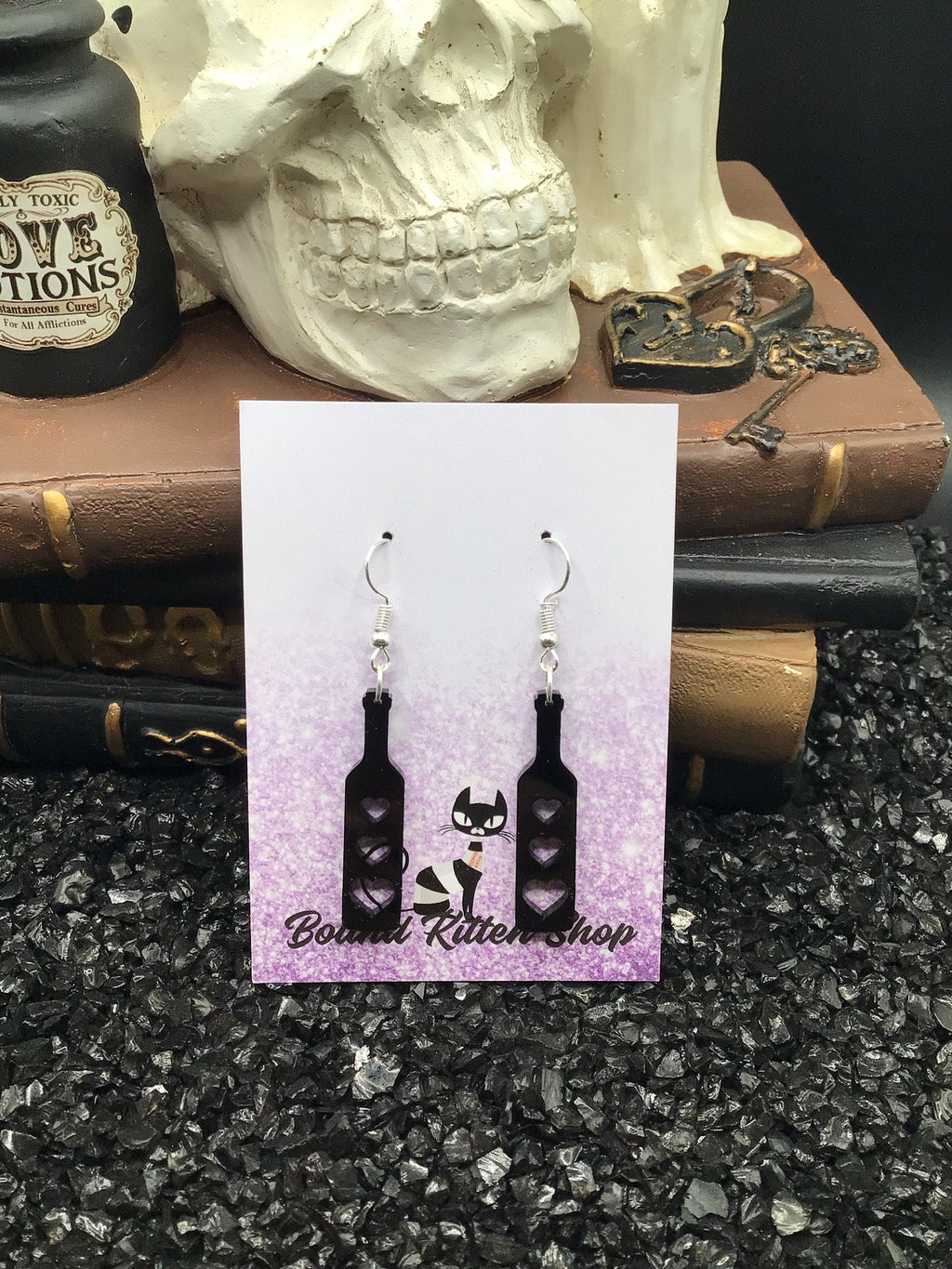 Heart Paddle Black Acrylic Earrings
