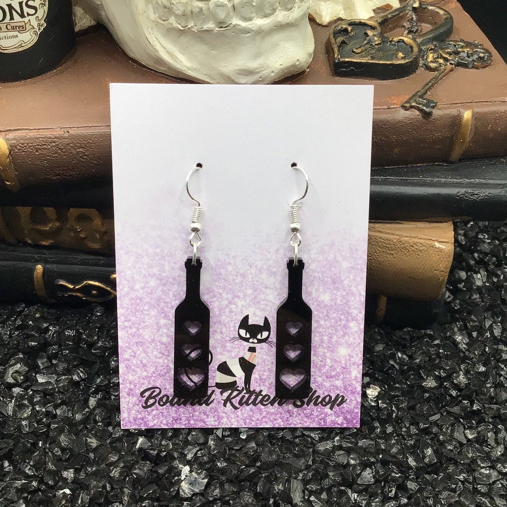 Heart Paddle Black Acrylic Earrings