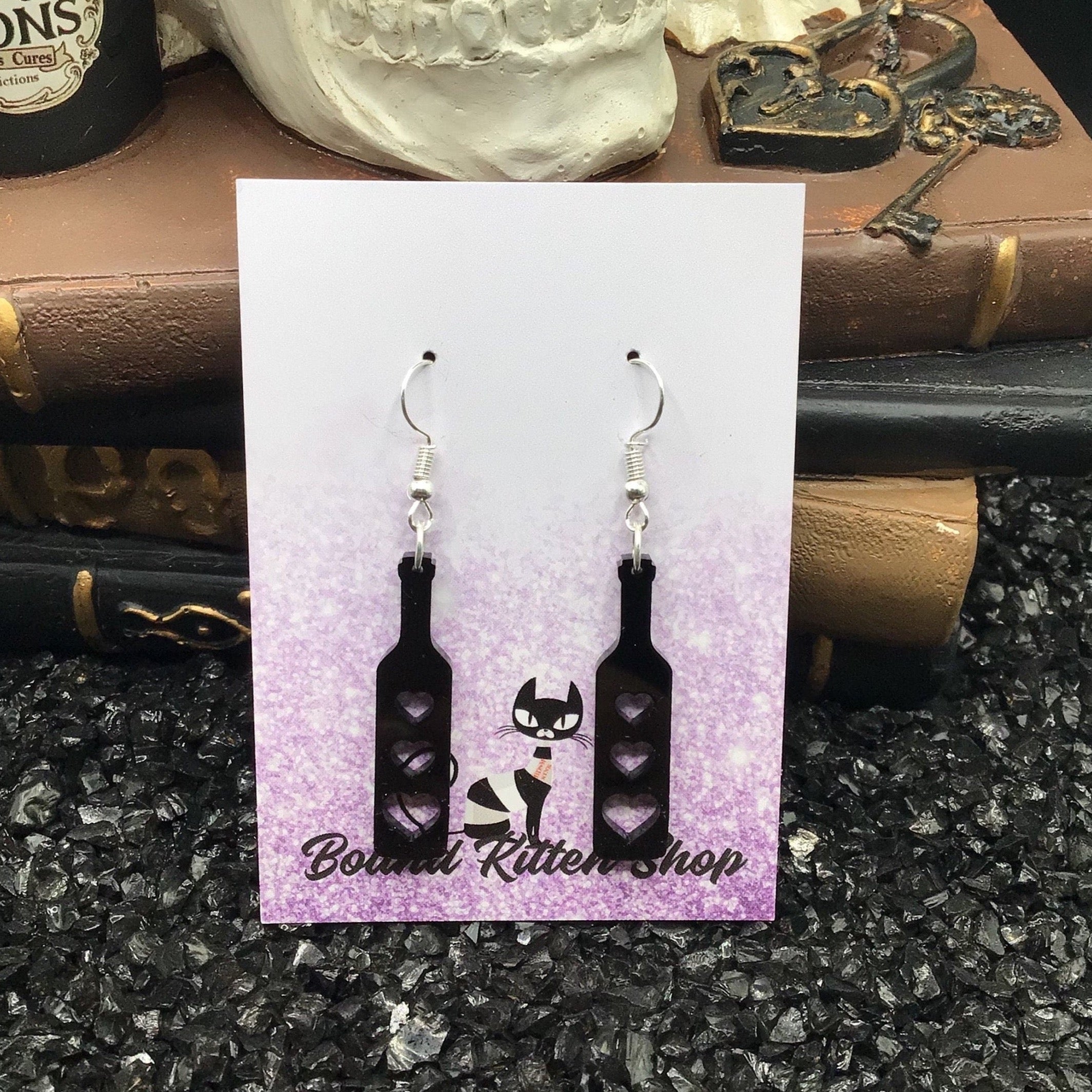Heart Paddle Black Acrylic Earrings