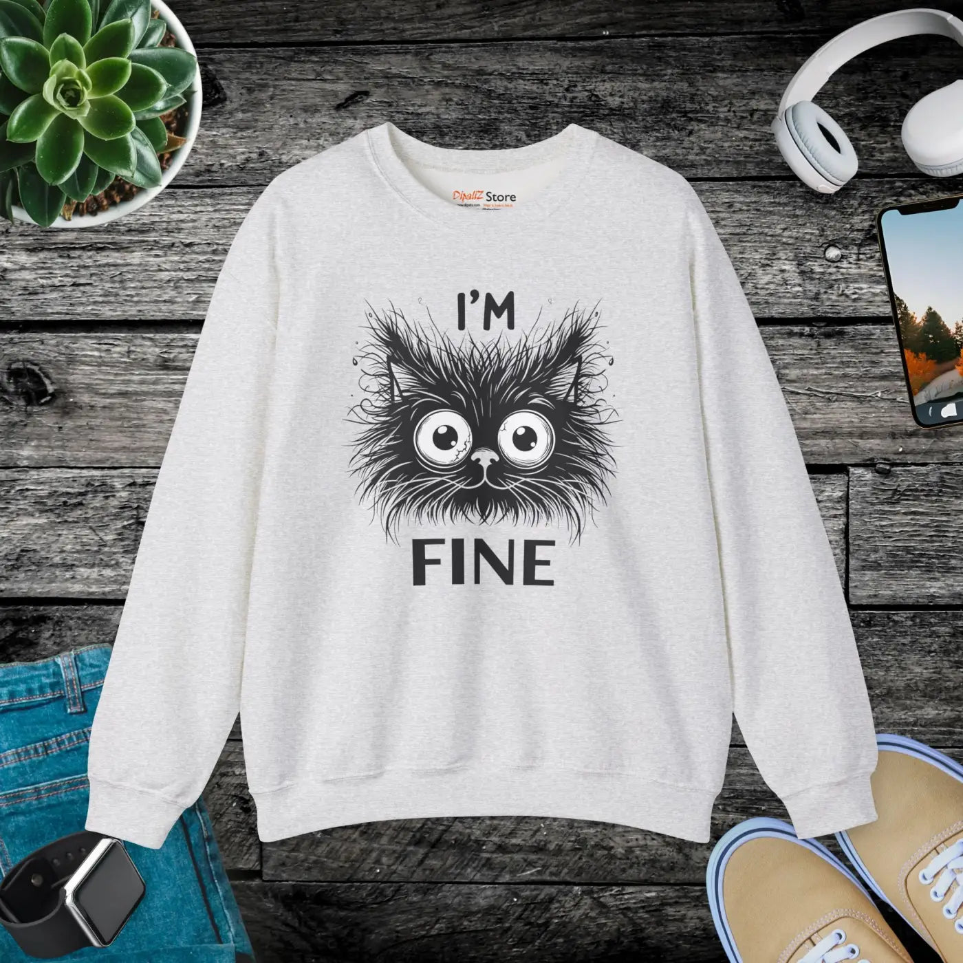Funny Cat Unisex Heavy Sweatshirt - Cozy Comfort - DipaliZ