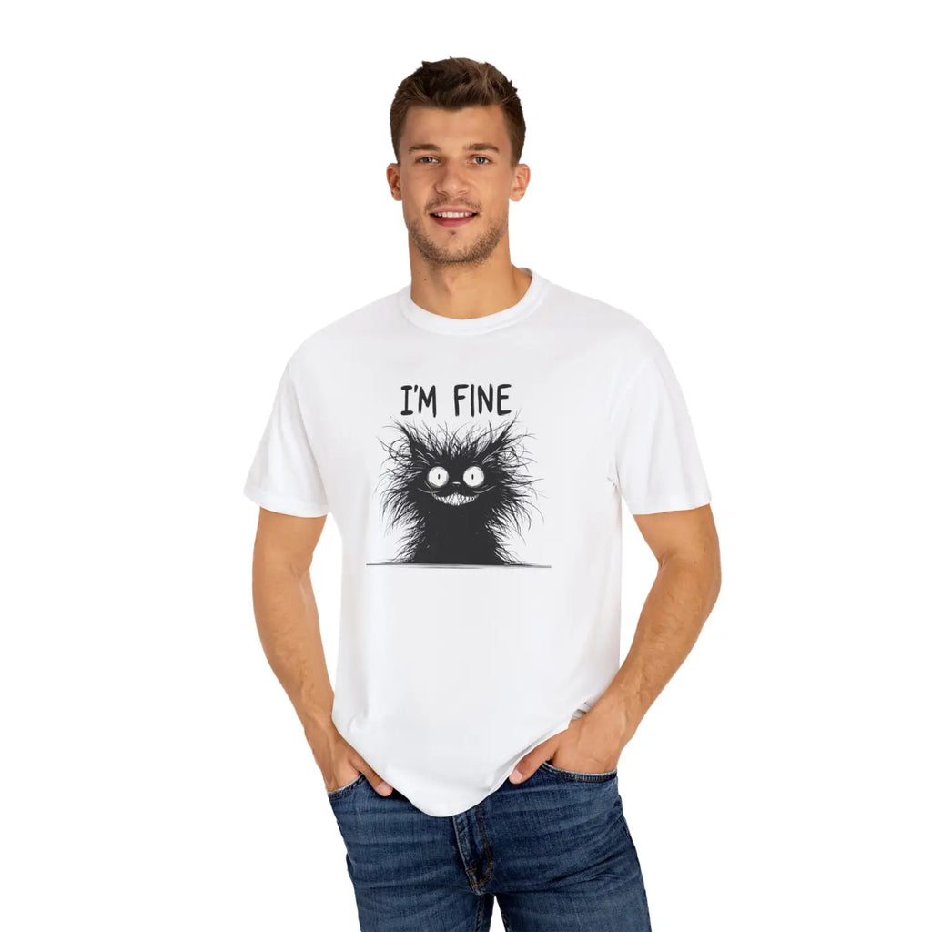 Fine Funny Cat Unisex Garment-Dyed T-Shirt - DipaliZ