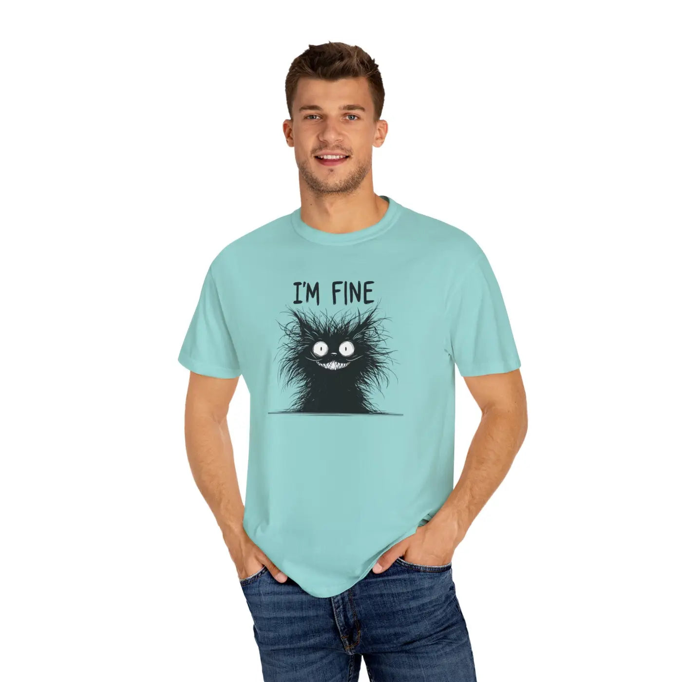Fine Funny Cat Unisex Garment-Dyed T-Shirt - DipaliZ