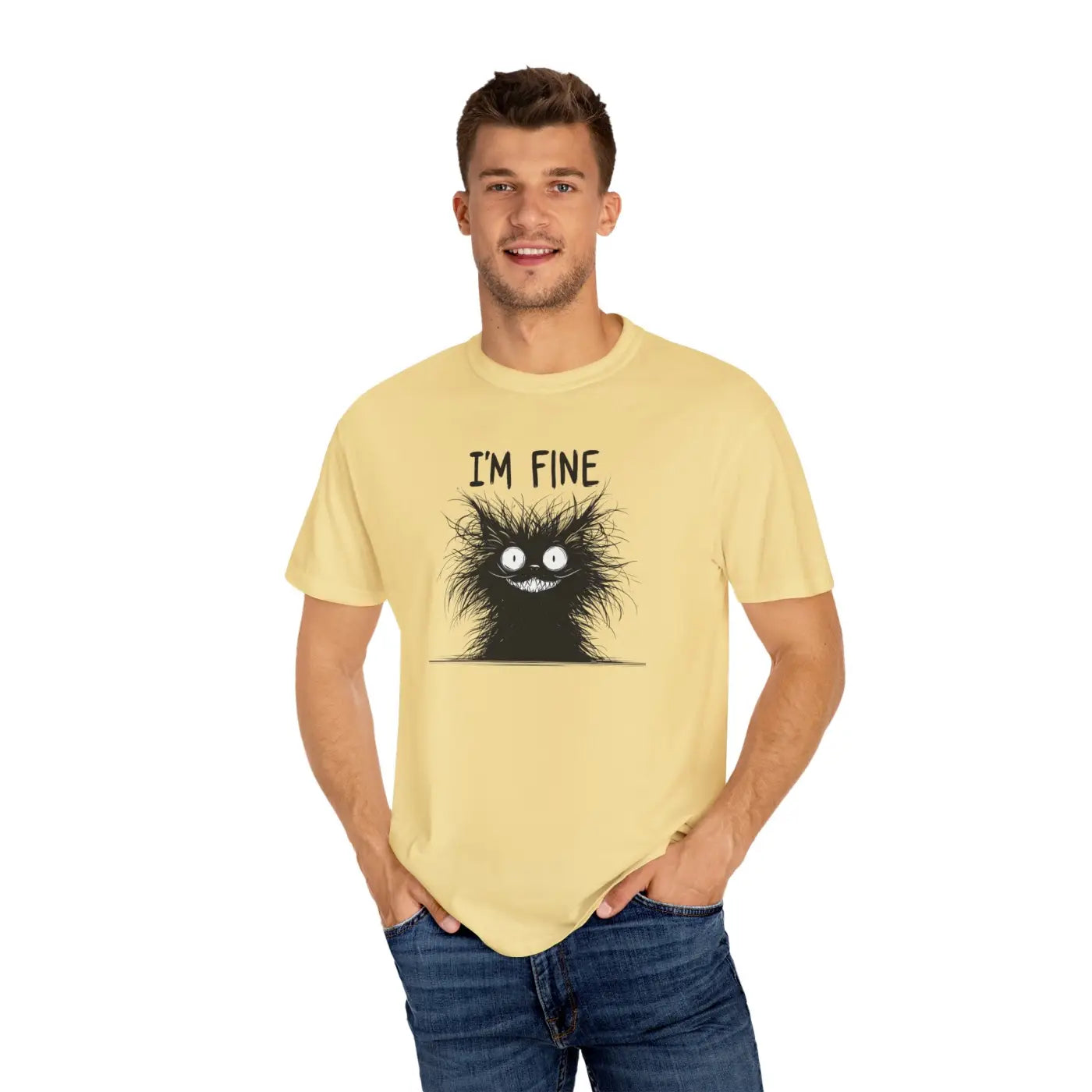 Fine Funny Cat Unisex Garment-Dyed T-Shirt - DipaliZ