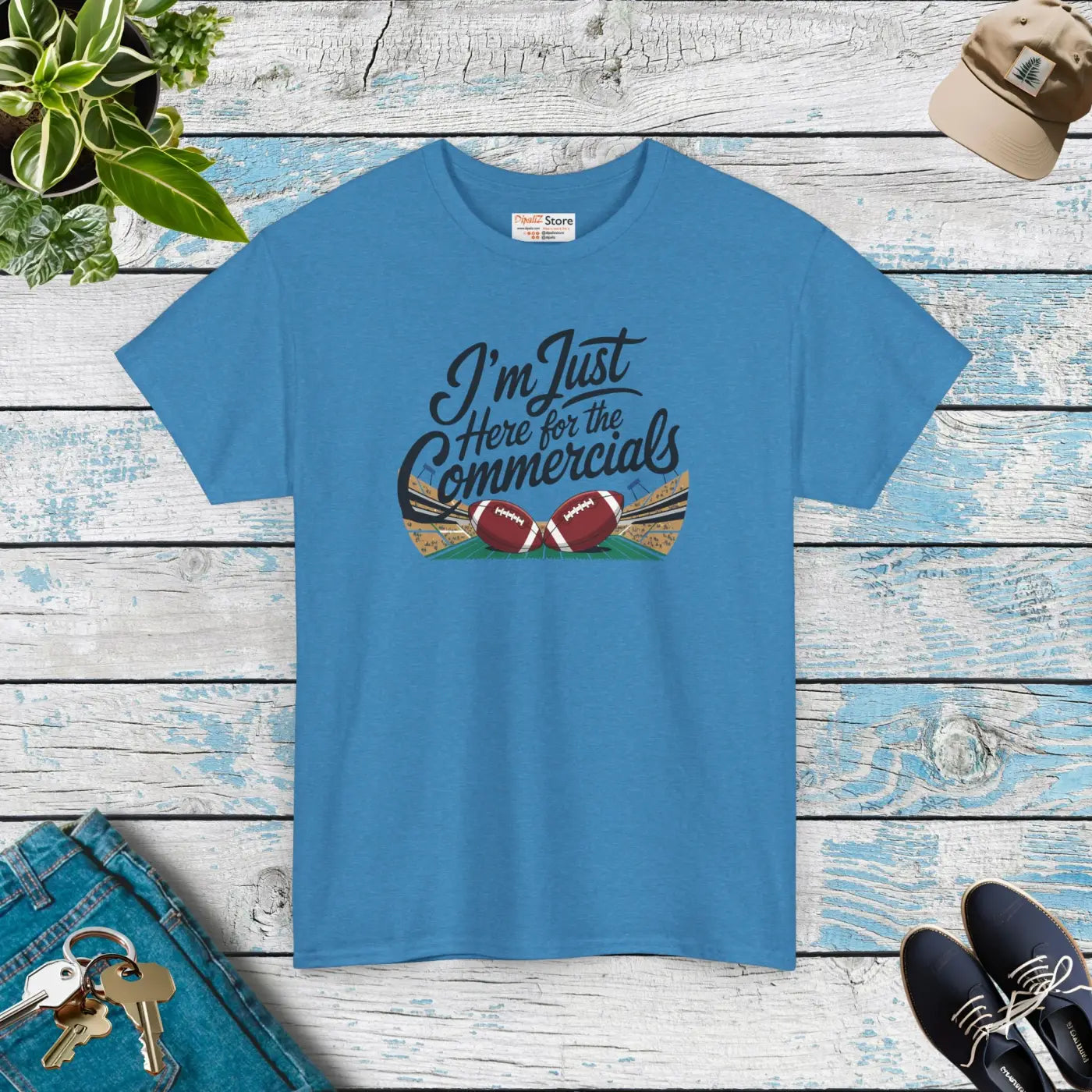 Super Football Heavy Cotton Tee - Game Day Party Shirt - DipaliZ