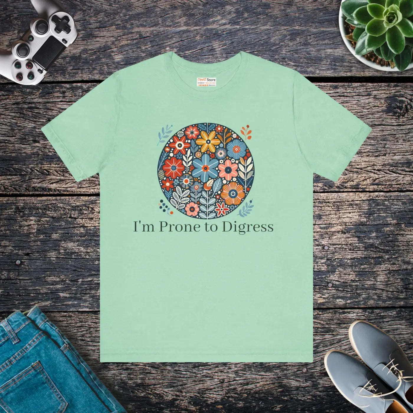 Jersey Short Sleeve Tee Floral Design - Unisex Comfort - DipaliZ