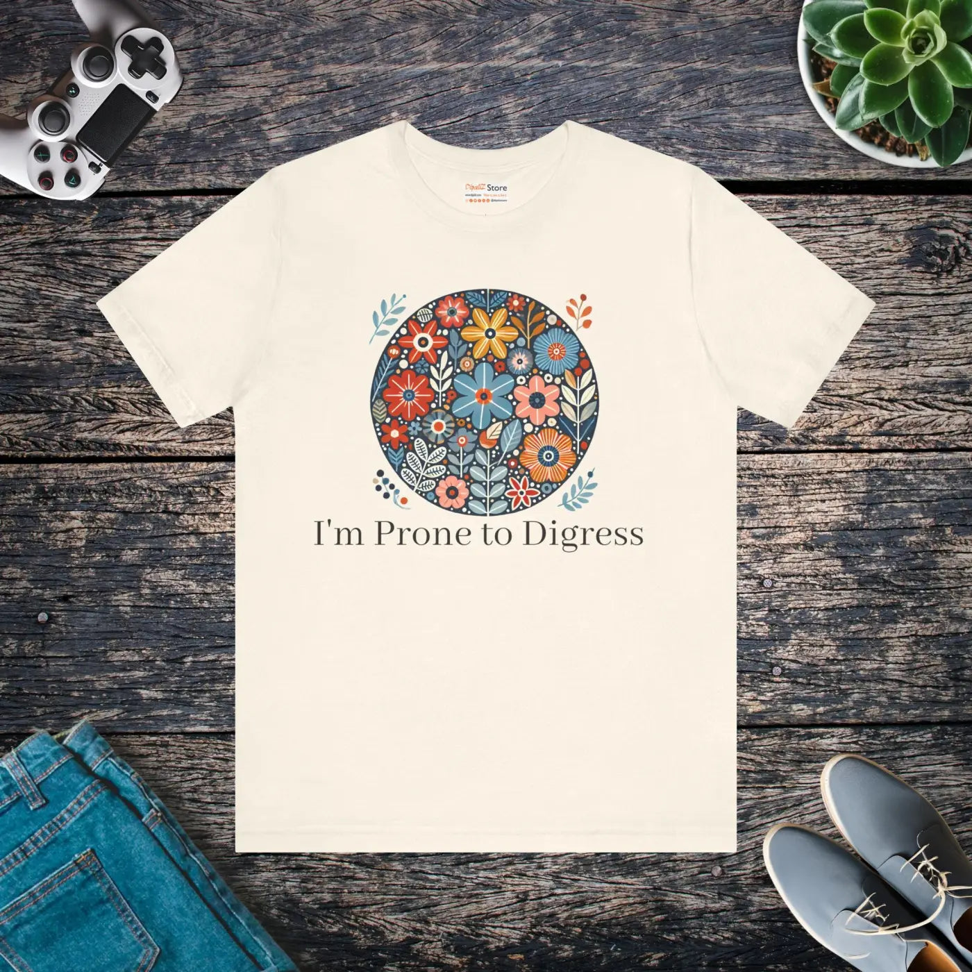 Jersey Short Sleeve Tee Floral Design - Unisex Comfort - DipaliZ