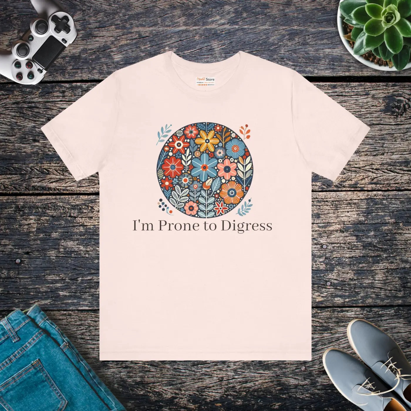 Jersey Short Sleeve Tee Floral Design - Unisex Comfort - DipaliZ