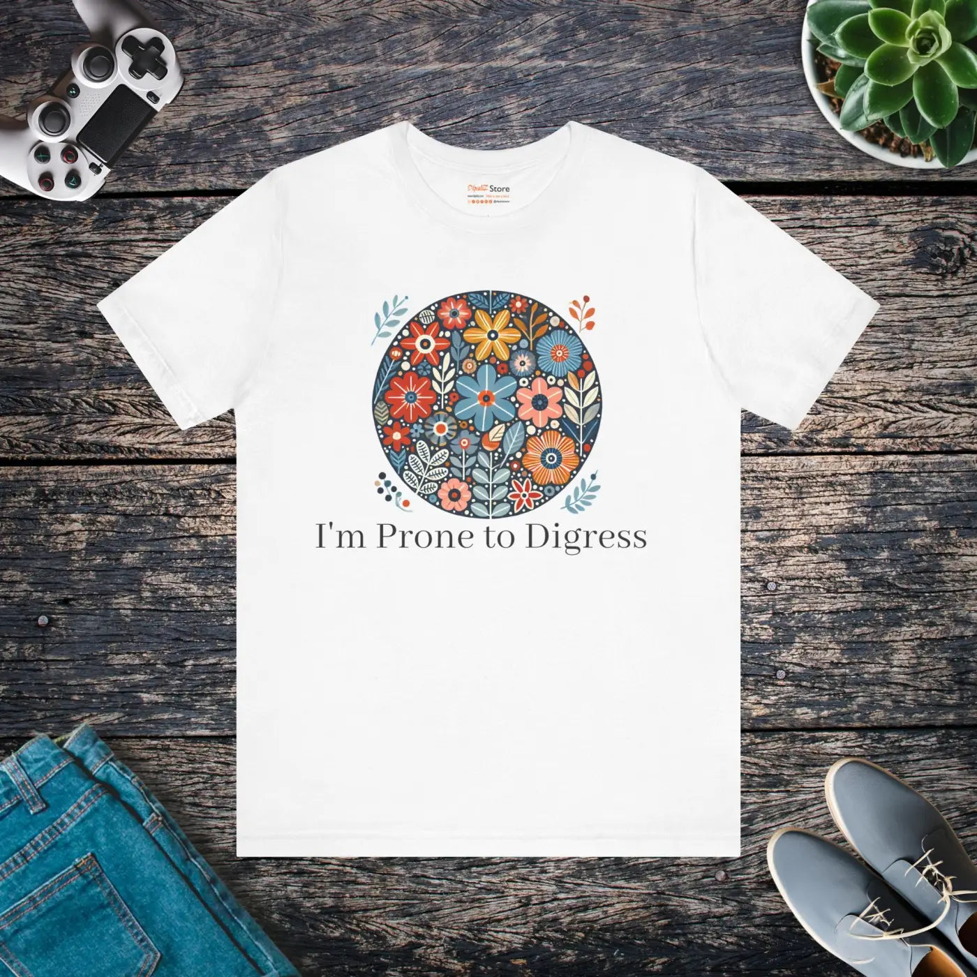 Jersey Short Sleeve Tee Floral Design - Unisex Comfort - DipaliZ