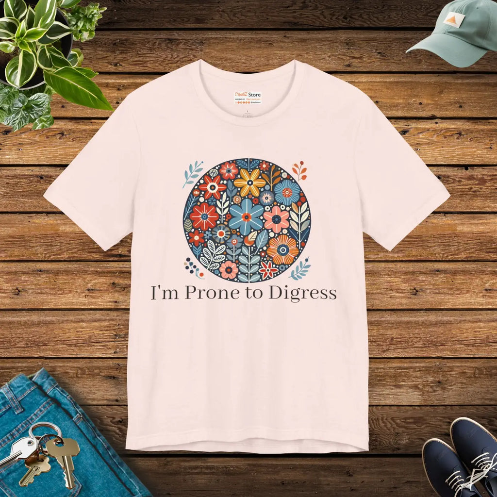 Jersey Short Sleeve Tee Floral Design - Unisex Comfort - DipaliZ
