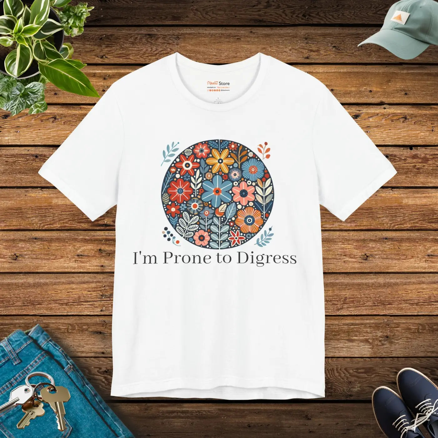 Jersey Short Sleeve Tee Floral Design - Unisex Comfort - DipaliZ