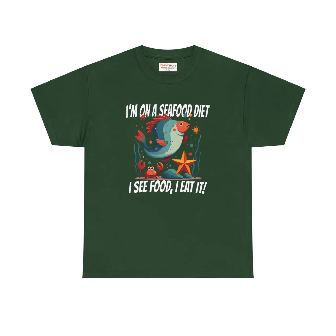 Sea Food Diet Unisex Heavy Cotton Tee - Playful Humor - DipaliZ