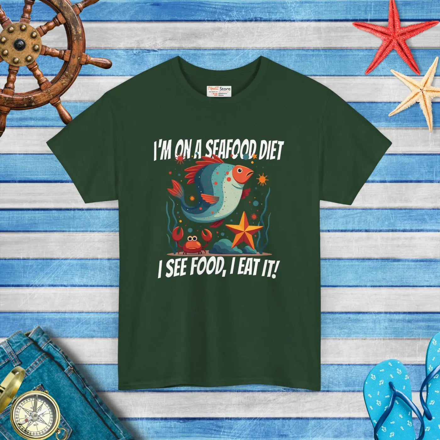 Sea Food Diet Unisex Heavy Cotton Tee - Playful Humor - DipaliZ