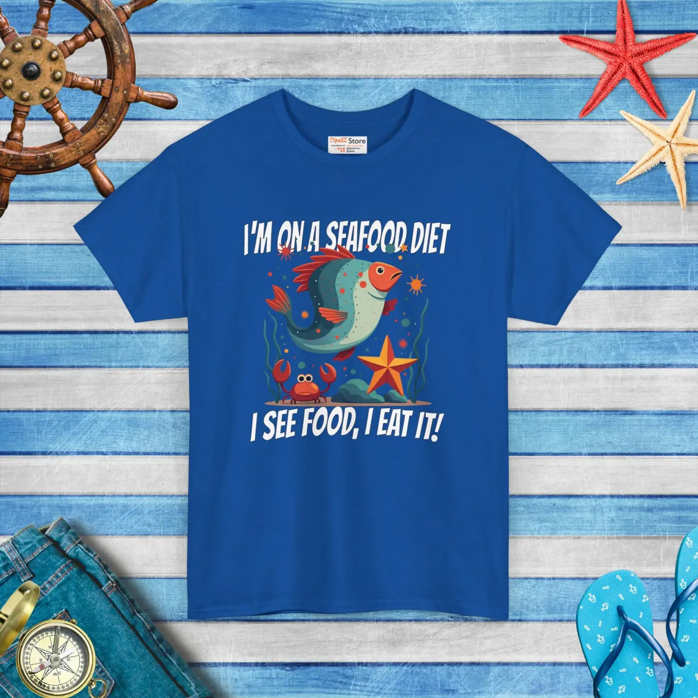 Sea Food Diet Unisex Heavy Cotton Tee - Playful Humor - DipaliZ