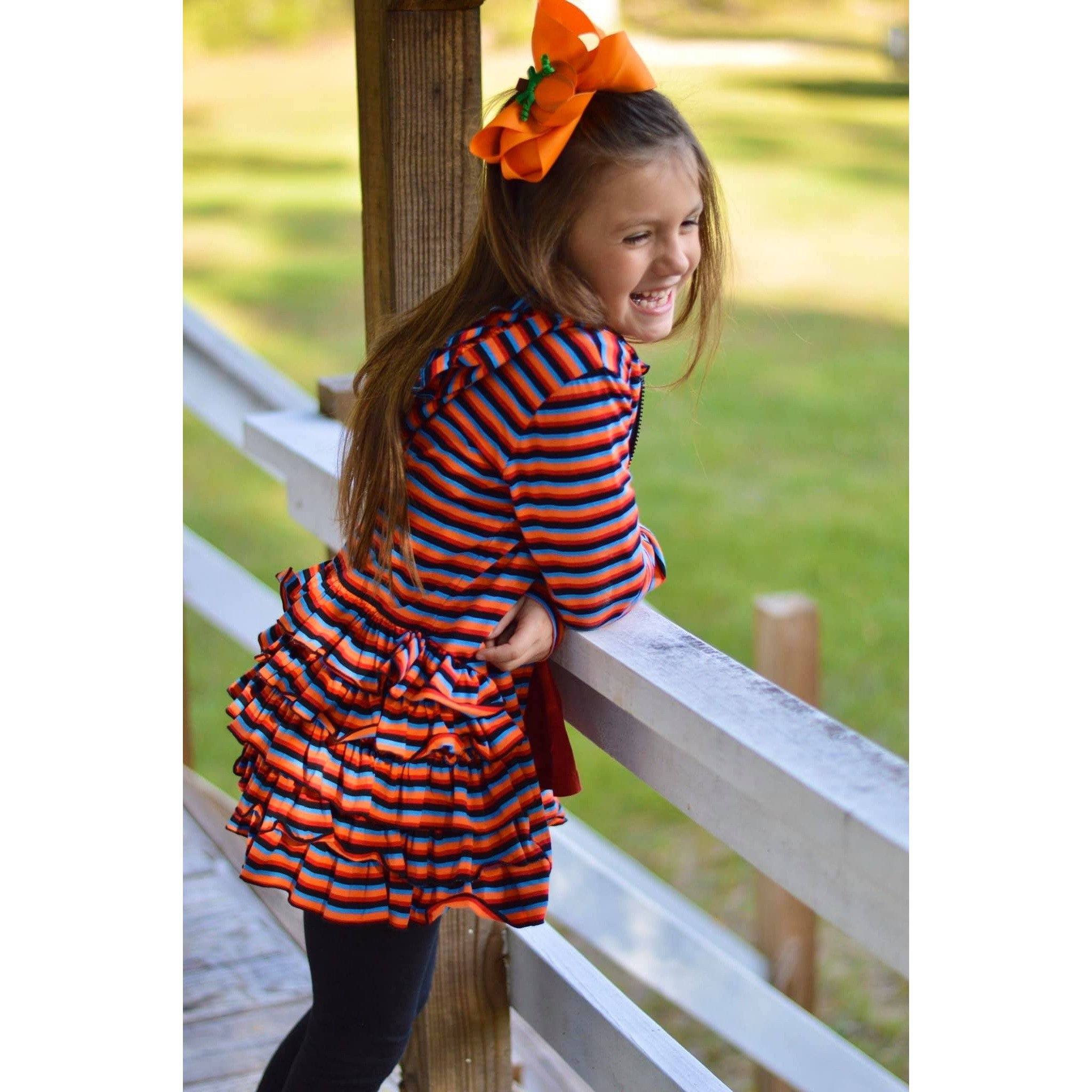 Rainbow Zipper Ruffled Hoodie Cardigan