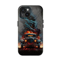 Revving Flames: A Hot Rod Phone Cover Featuring Intense Fire and Smoke Effects
