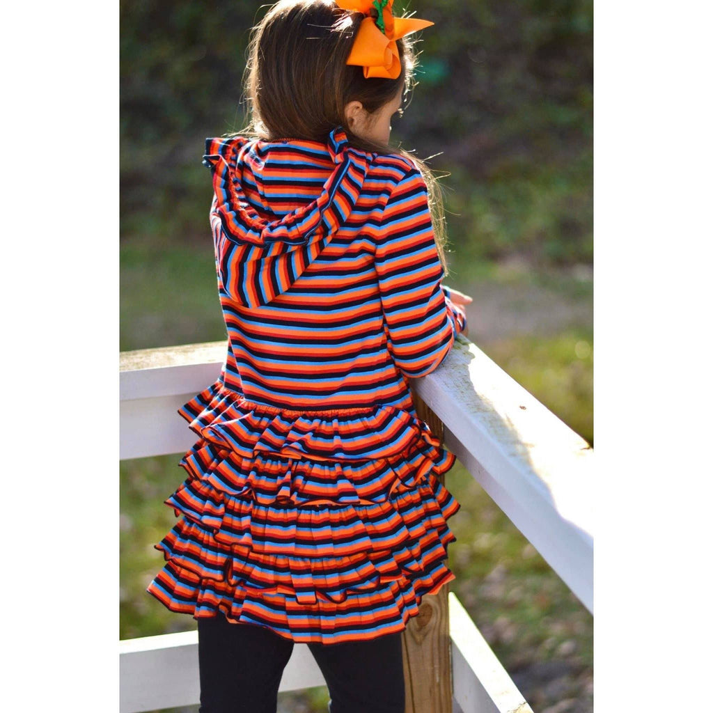 Rainbow Zipper Ruffled Hoodie Cardigan