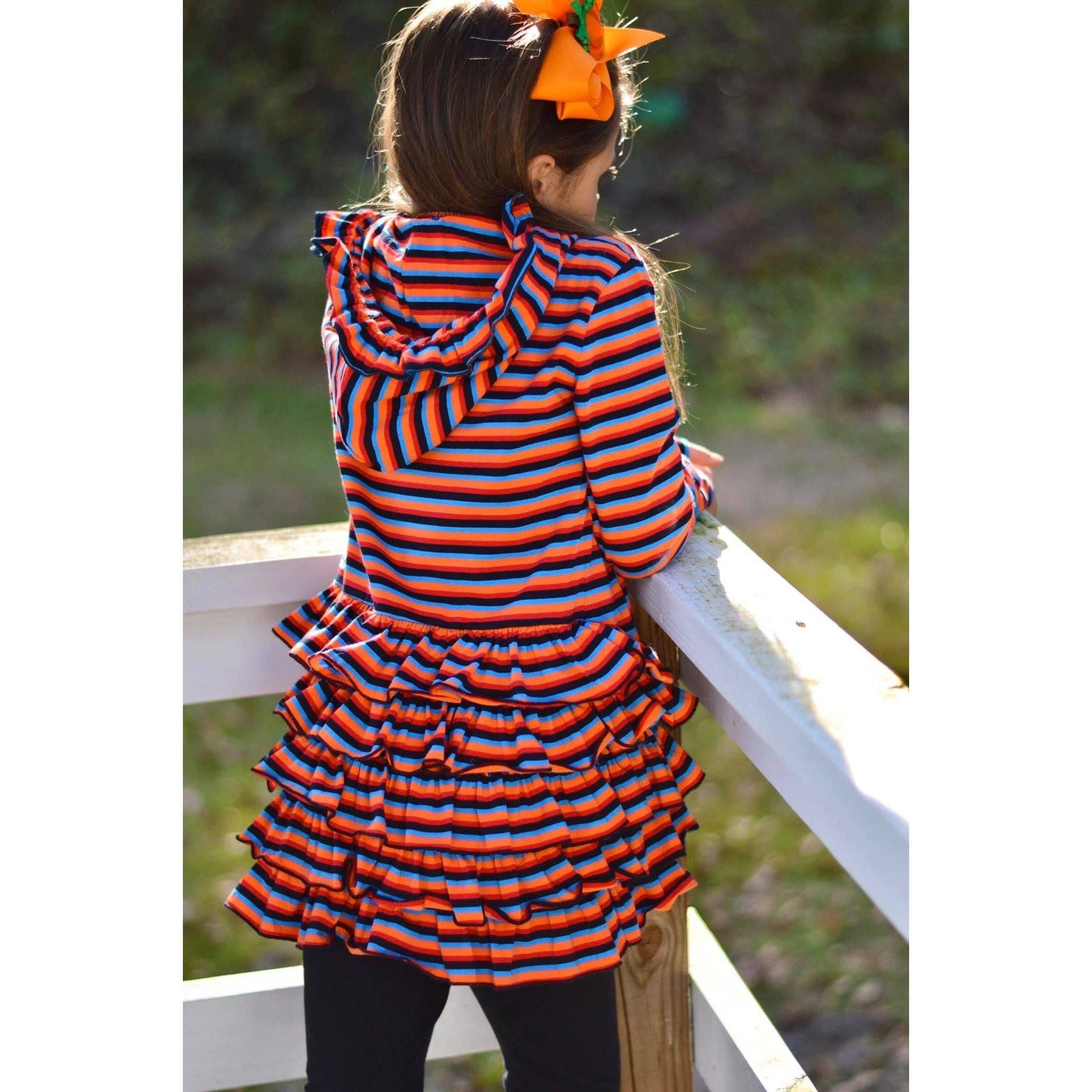 Rainbow Zipper Ruffled Hoodie Cardigan