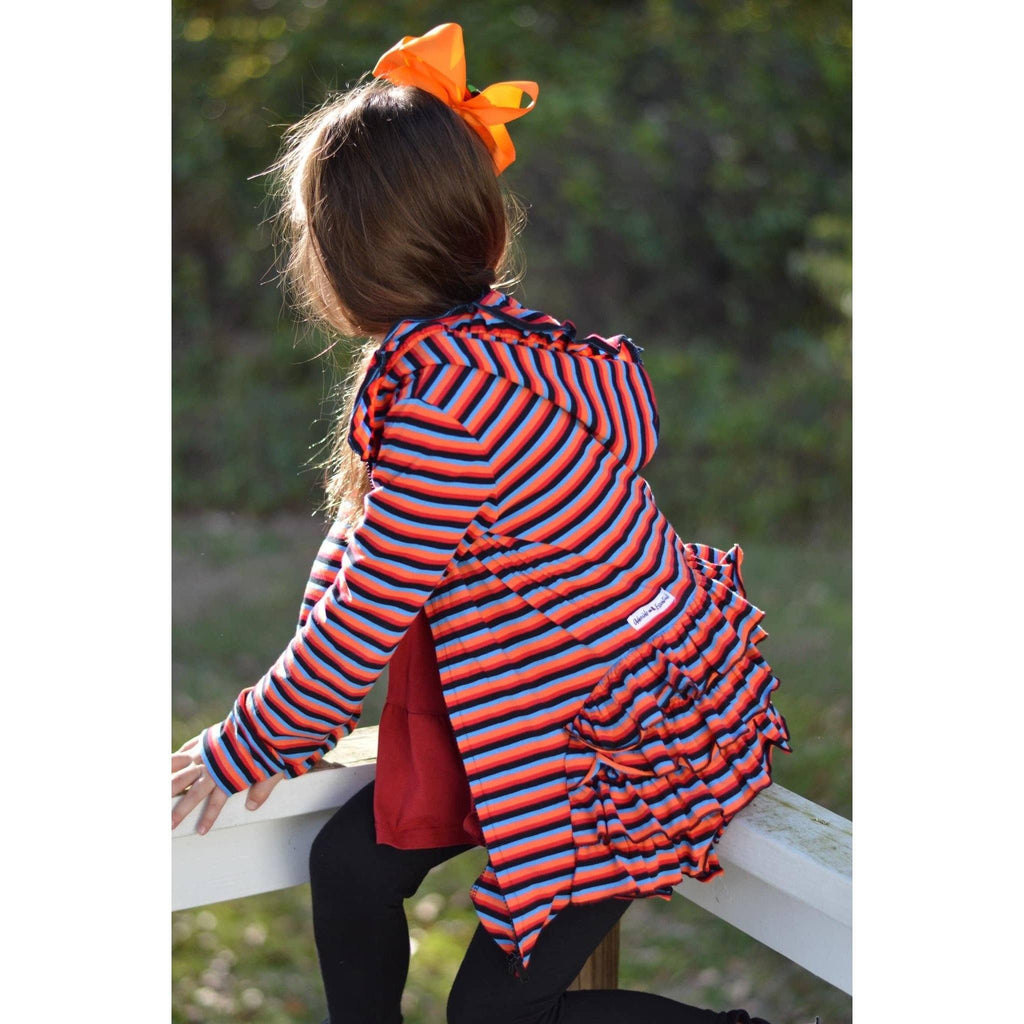 Rainbow Zipper Ruffled Hoodie Cardigan