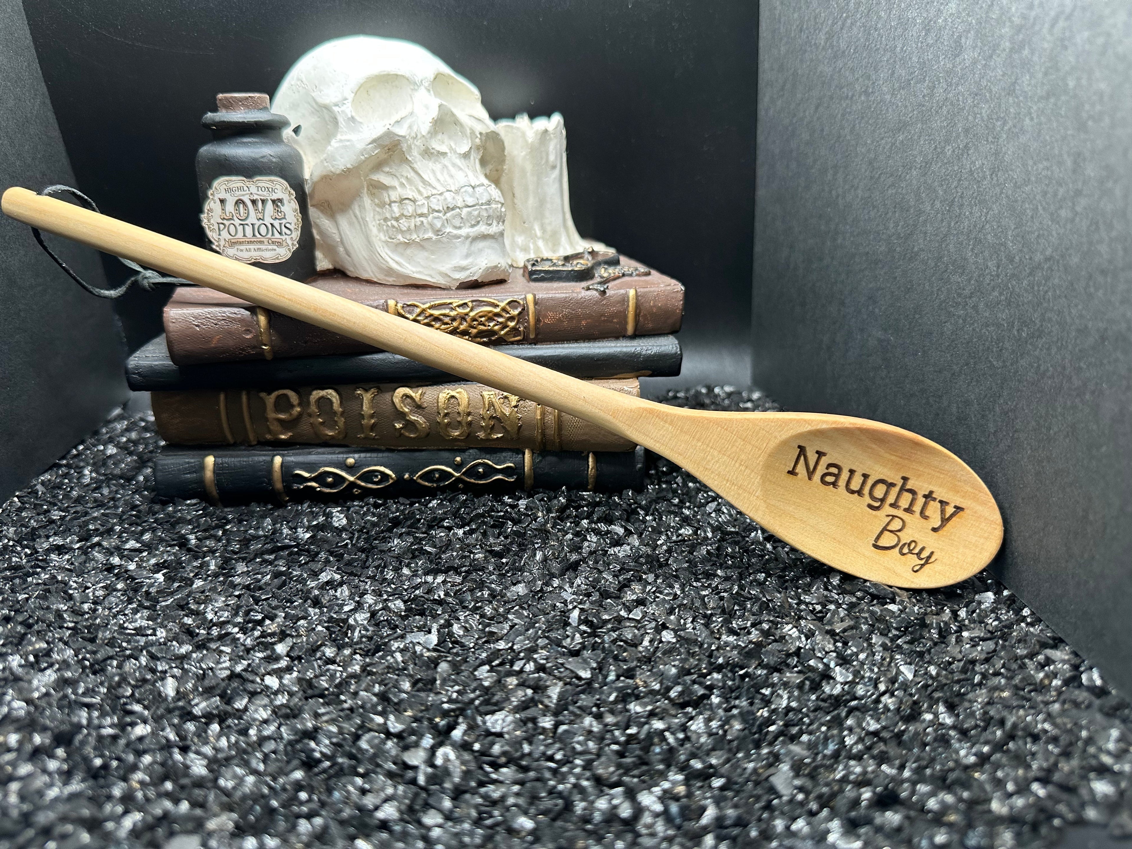 Naughty Boy Engraved Wood Spoon